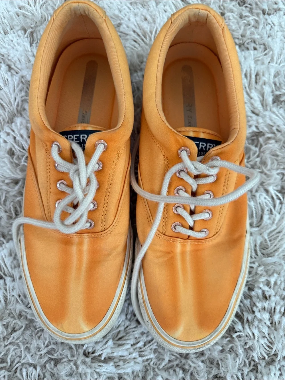 Sperry Men’s Orange “Creamsicle” Canvas Boat Sneakers